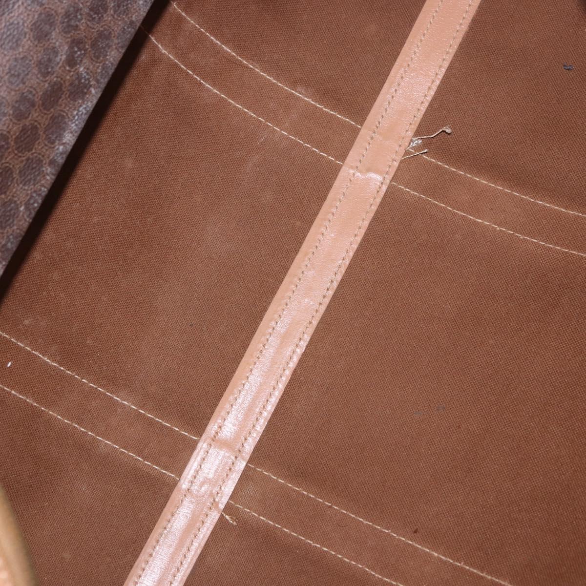 CELINE Macadam Canvas Boston Bag PVC Leather Brown Gold Auth 185993