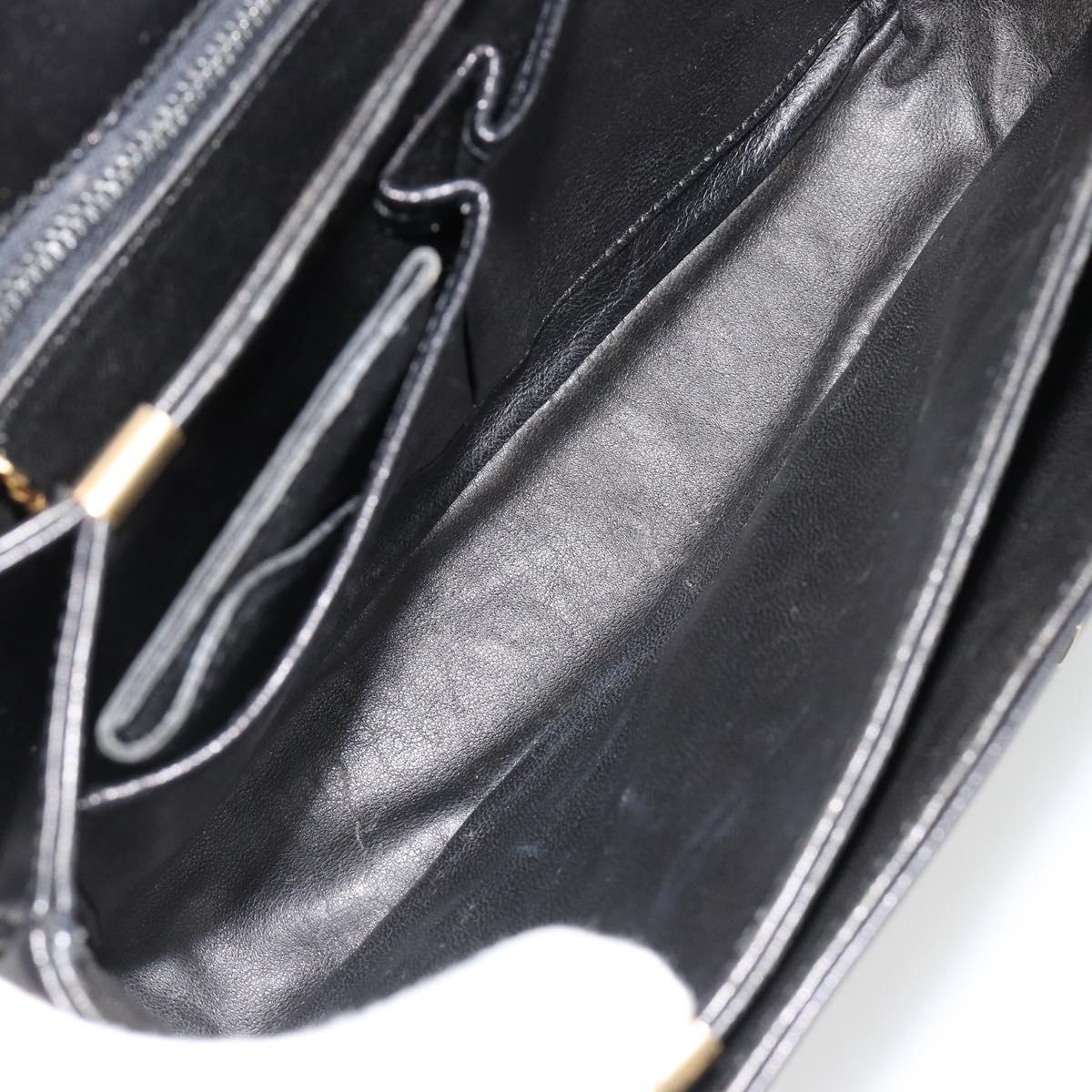 CELINE Horse Carriage Shoulder Bag Leather Gold Black Auth 185997A