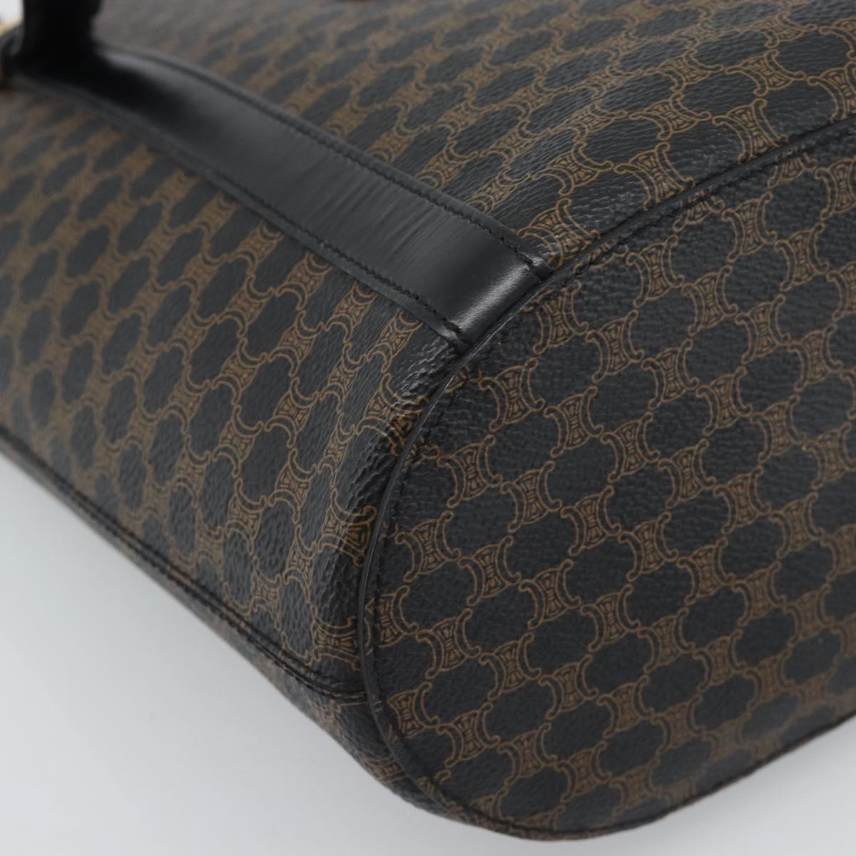 CELINE Macadam Canvas Tote Bag PVC Leather Black Gold Auth 185998