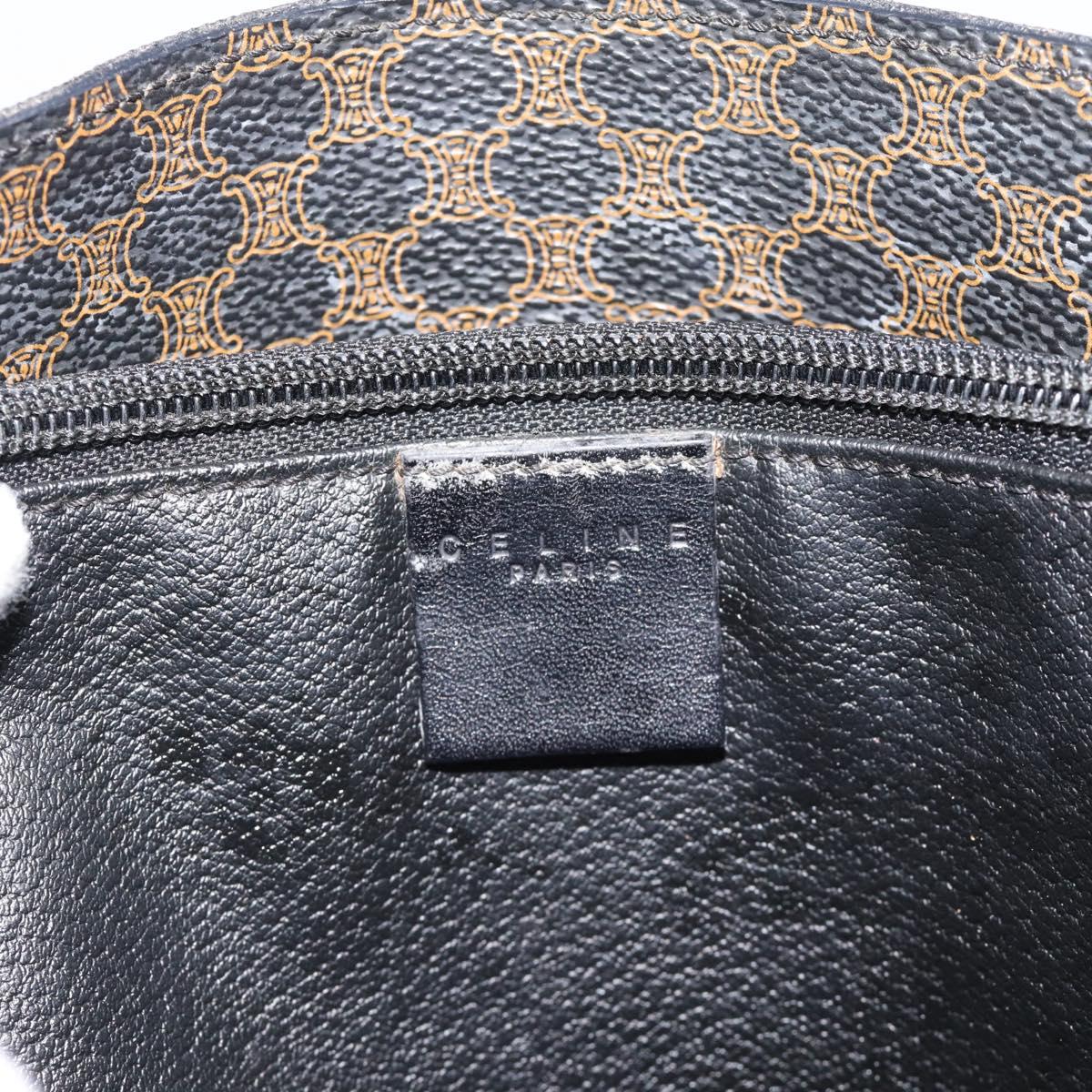 CELINE Macadam Canvas Tote Bag PVC Leather Black Gold Auth 185998