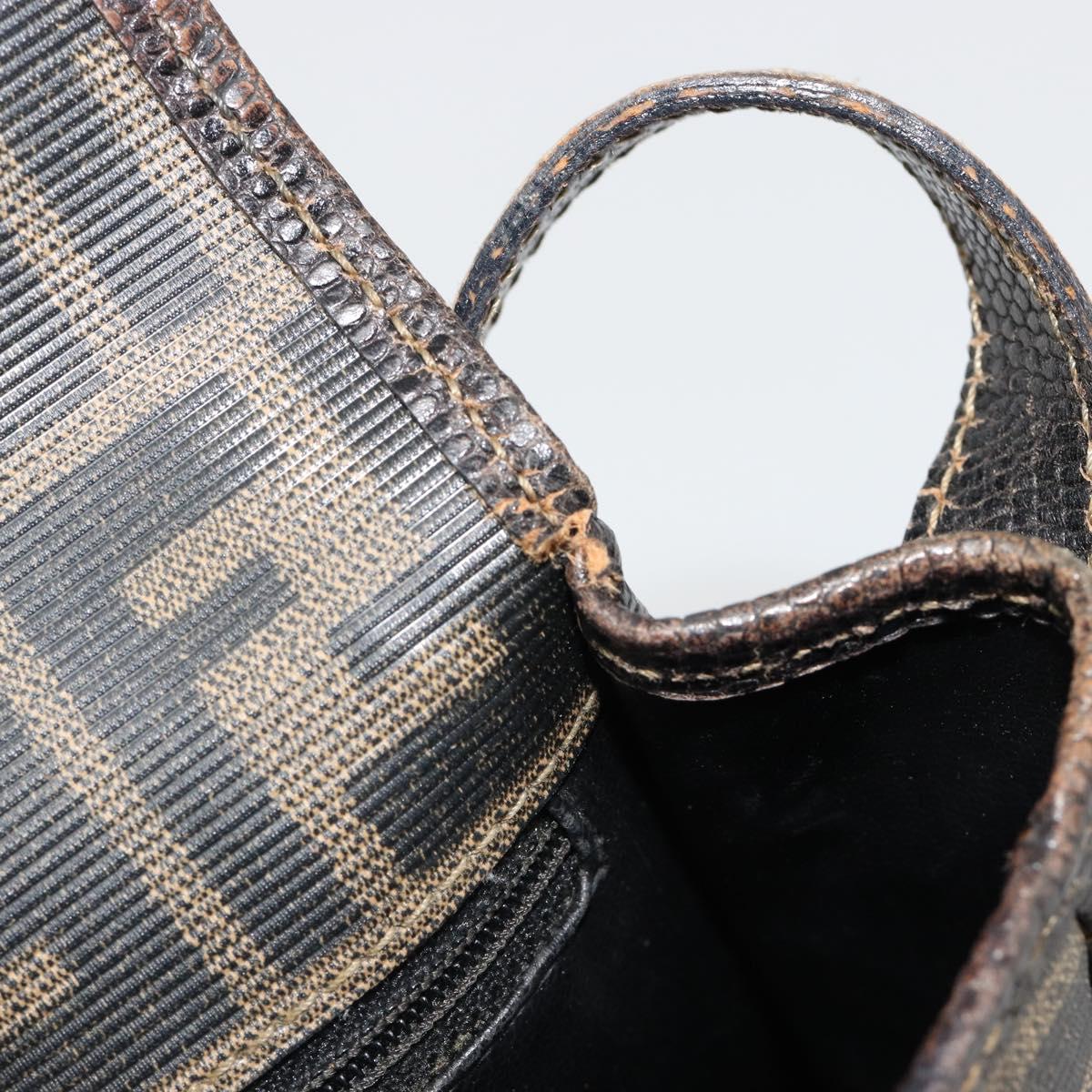 FENDI Zucca Canvas Shoulder Bag PVC Black Brown Auth 186000