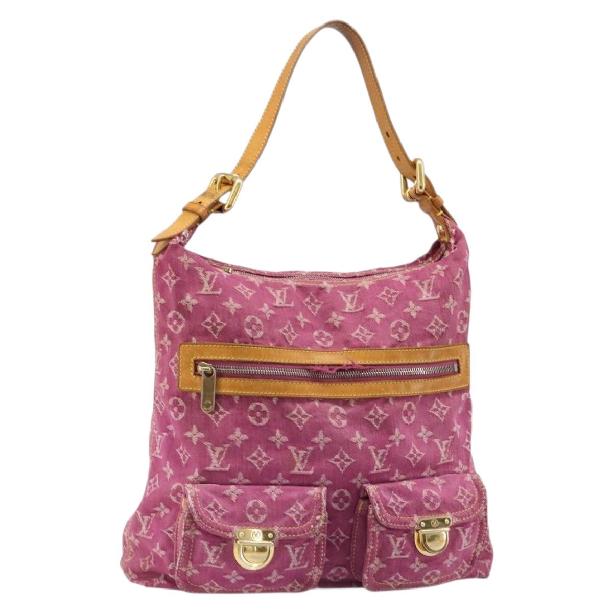 LOUIS VUITTON Monogram Denim Buggy GM Shoulder Bag Fuchsia M95210 LV Auth 186001