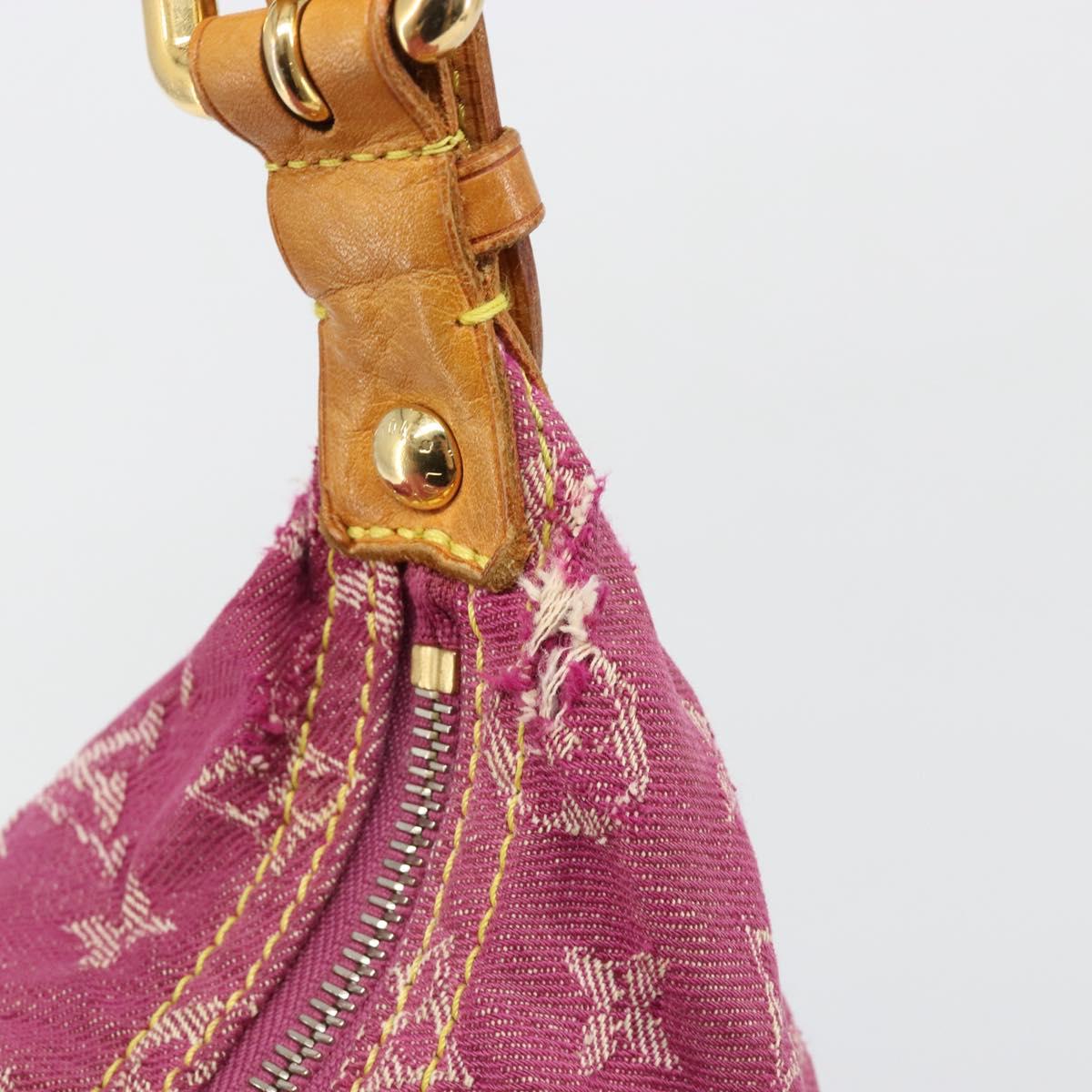 LOUIS VUITTON Monogram Denim Buggy GM Shoulder Bag Fuchsia M95210 LV Auth 186001