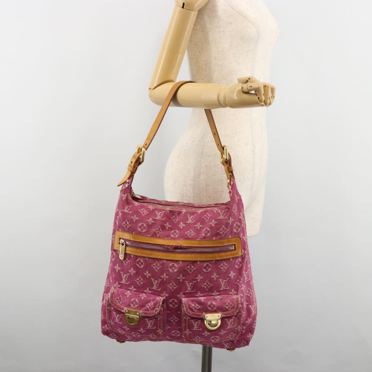 LOUIS VUITTON Monogram Denim Buggy GM Shoulder Bag Fuchsia M95210 LV Auth 186001