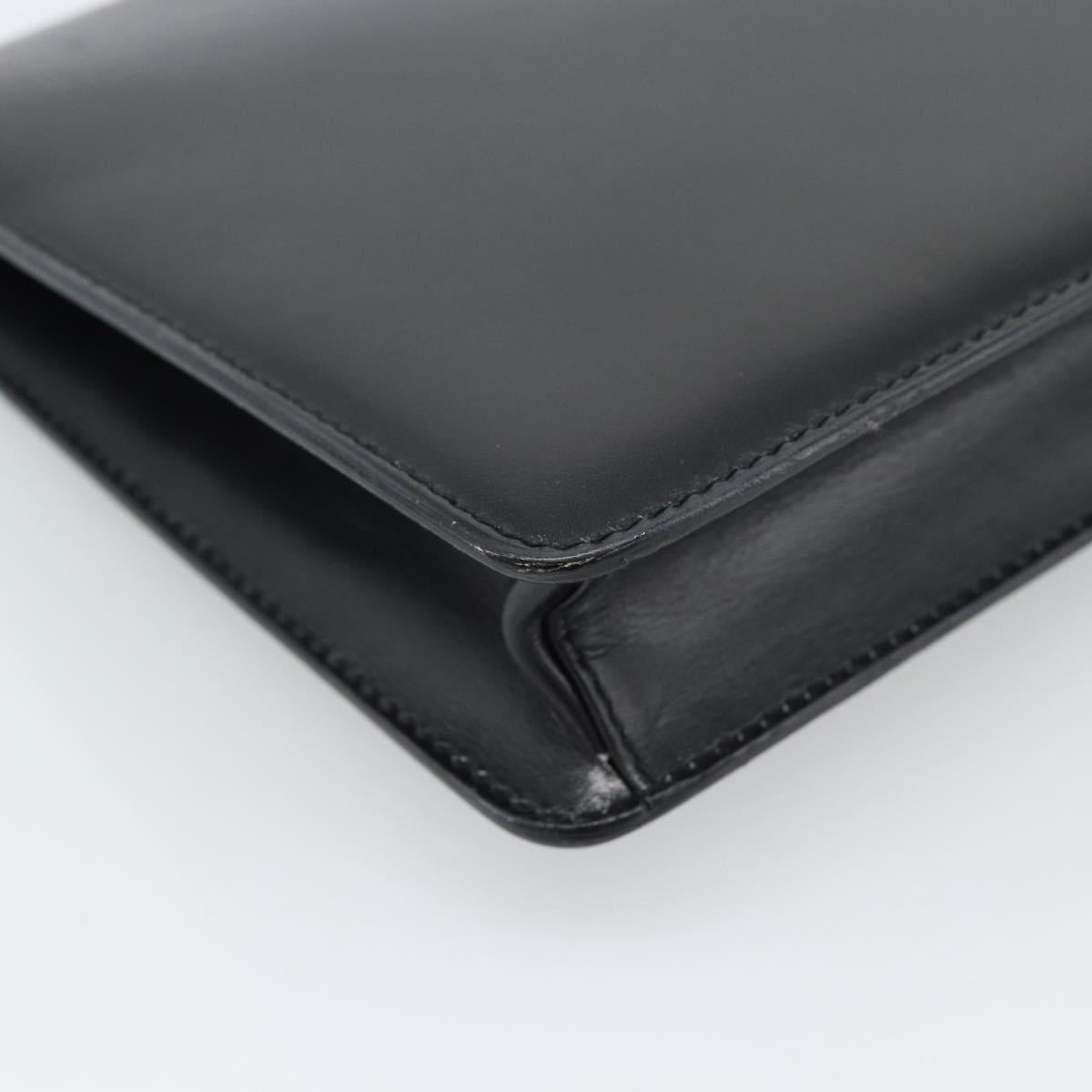 CELINE Clutch Bag Leather Black Gold Auth 186006A