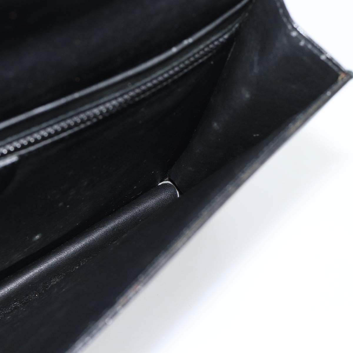 CELINE Clutch Bag Leather Black Gold Auth 186006A