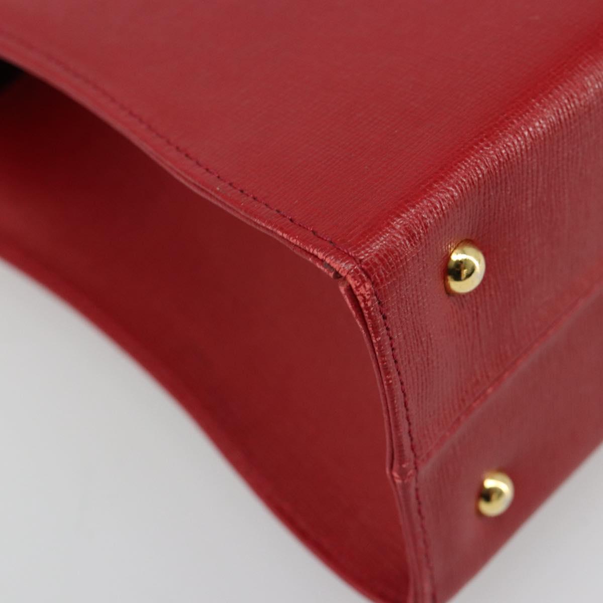 GIVENCHY Hand Bag Leather Red Gold Auth 186008