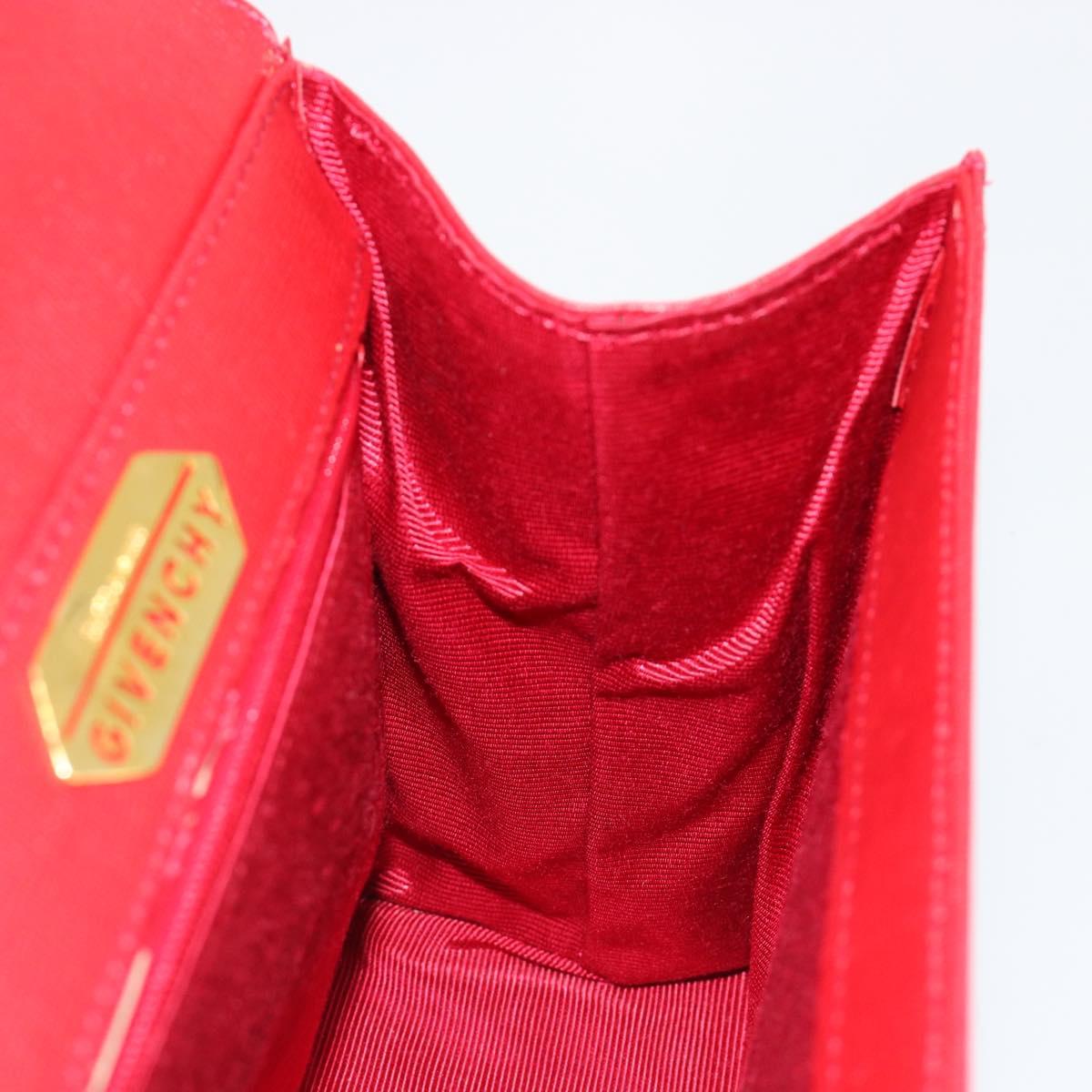 GIVENCHY Hand Bag Leather Red Gold Auth 186008