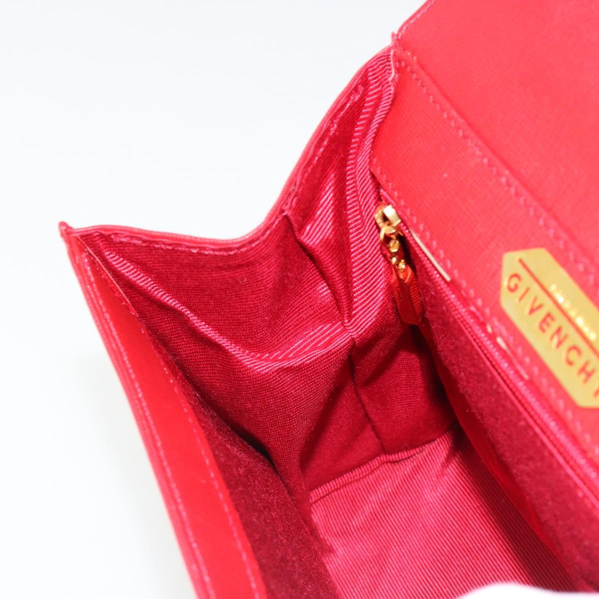 GIVENCHY Hand Bag Leather Red Gold Auth 186008
