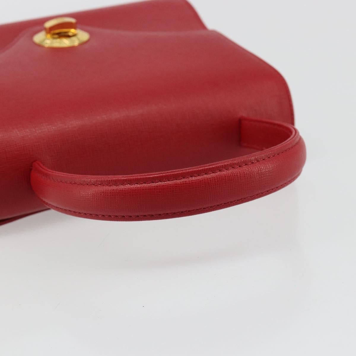 GIVENCHY Hand Bag Leather Red Gold Auth 186008