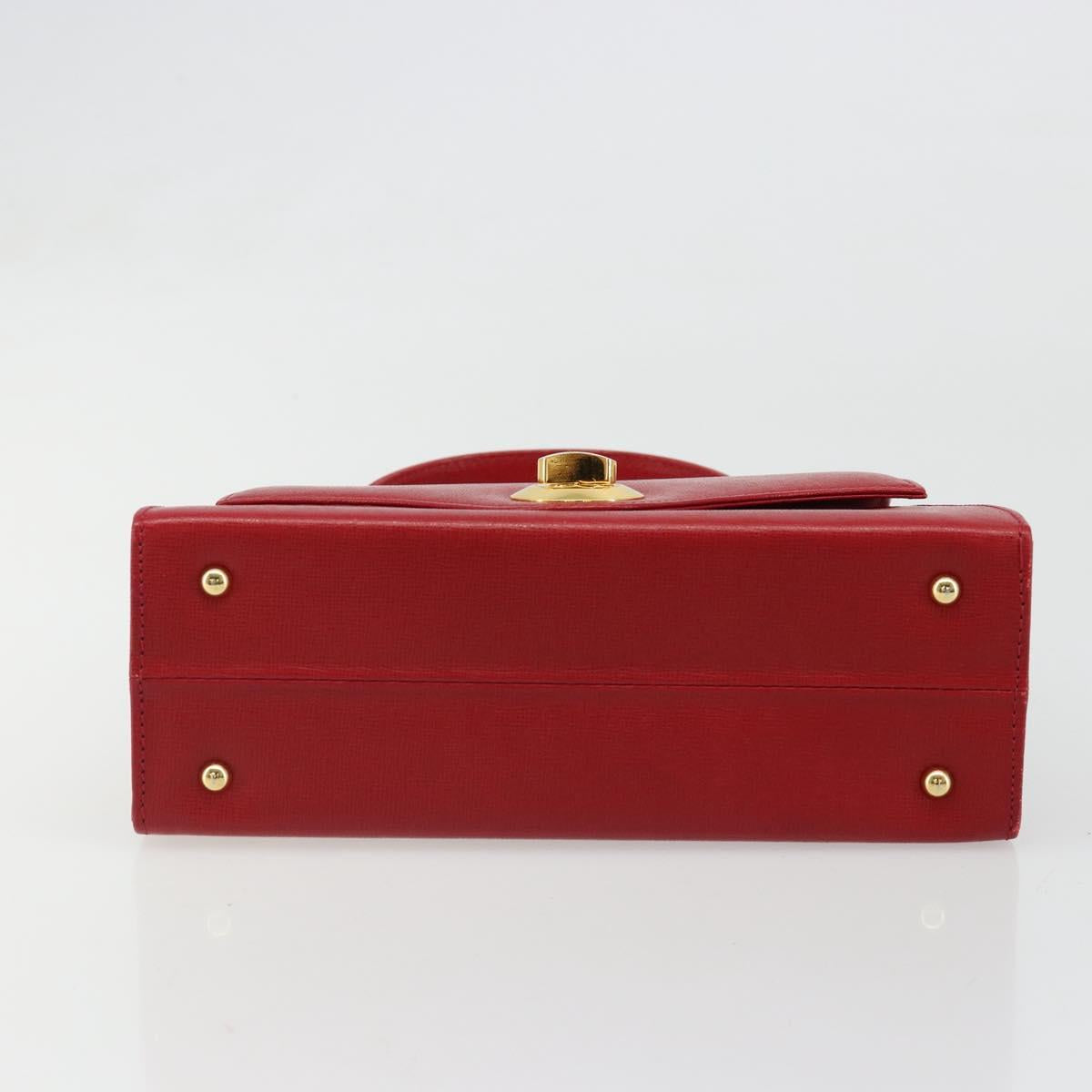 GIVENCHY Hand Bag Leather Red Gold Auth 186008