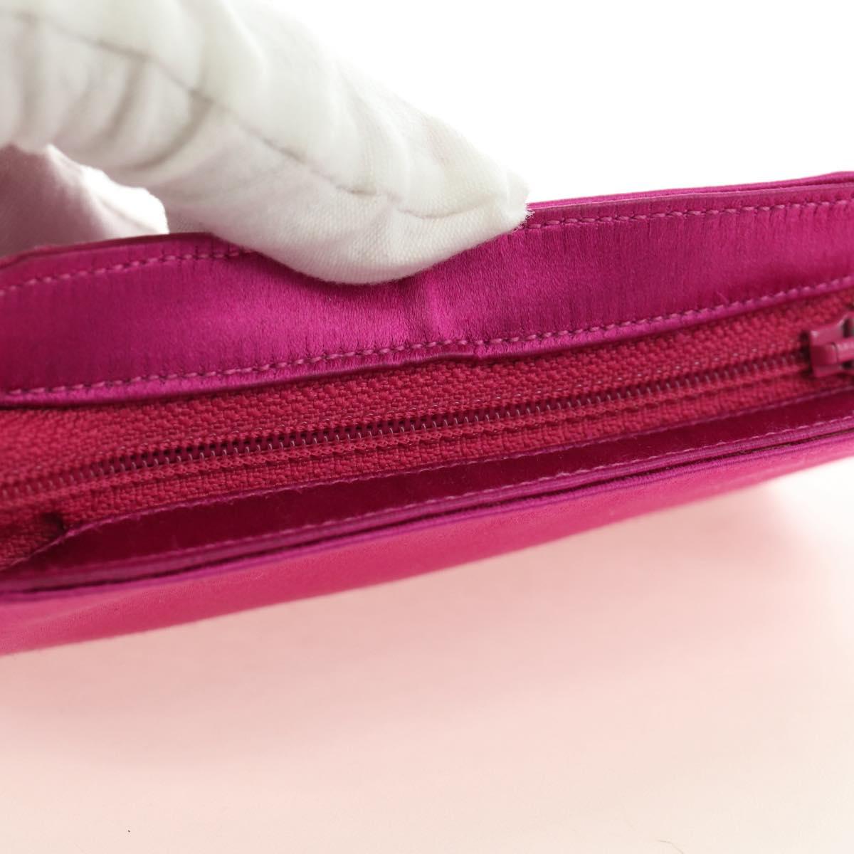 CHANEL Pouch Satin Pink Gold CC Auth 186009SAM