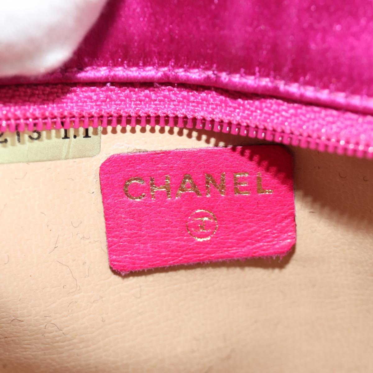 CHANEL Pouch Satin Pink Gold CC Auth 186009SAM