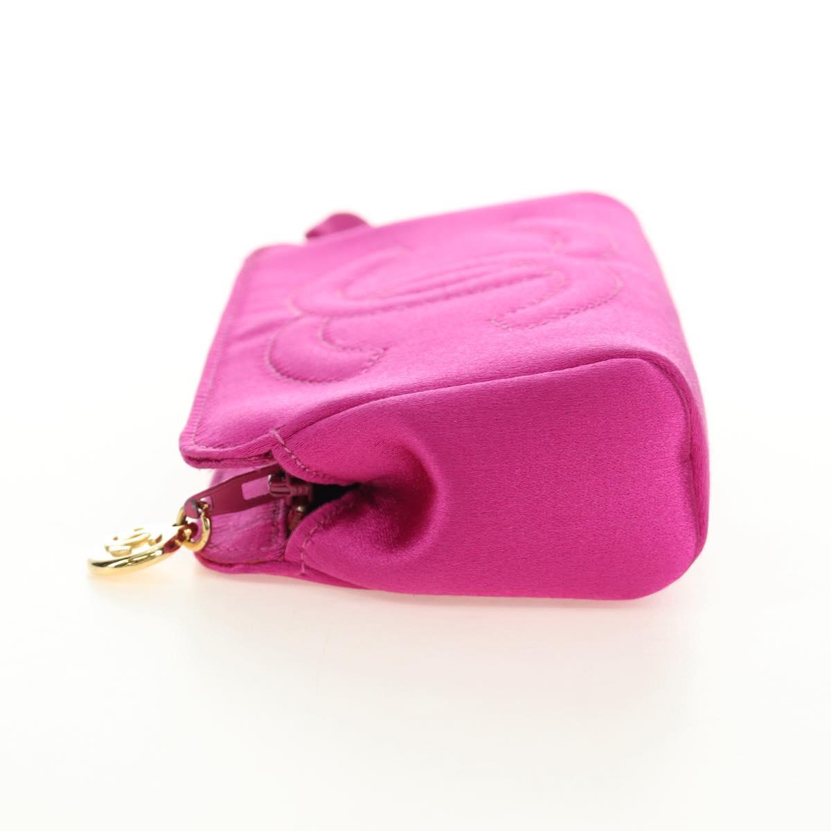 CHANEL Pouch Satin Pink Gold CC Auth 186009SAM