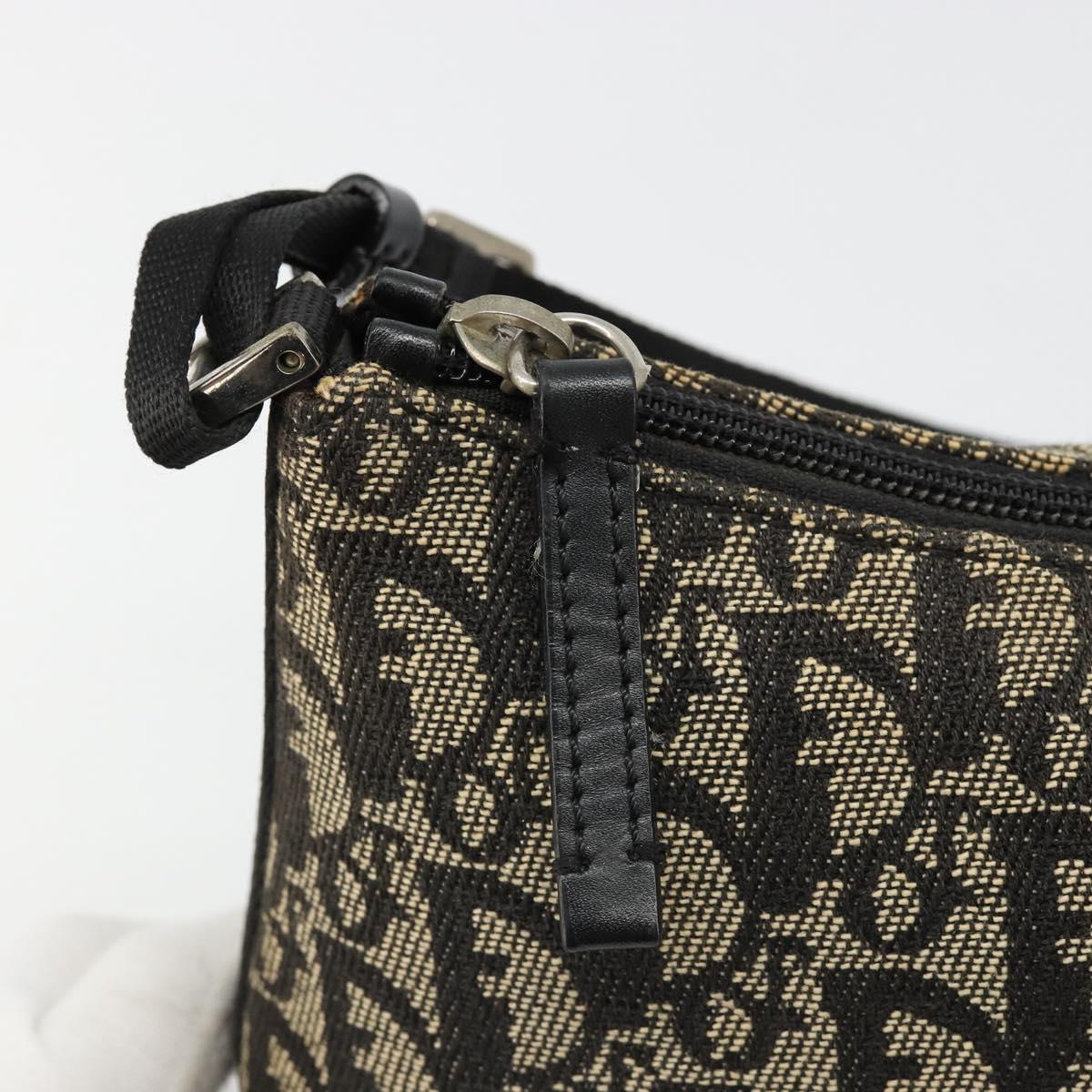 Christian Dior Trotter Canvas Accessory Pouch Navy Silver Auth 186012