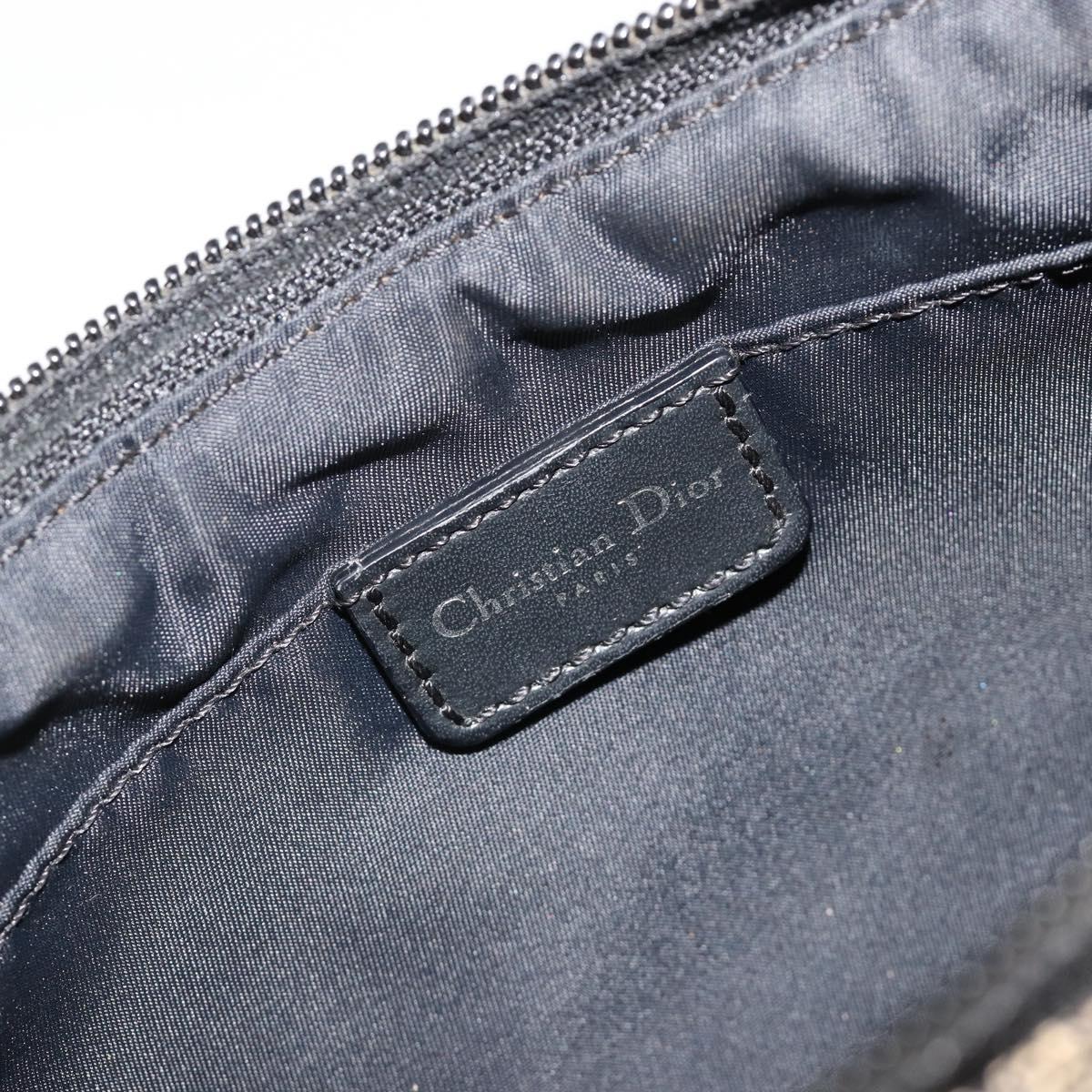 Christian Dior Trotter Canvas Accessory Pouch Navy Silver Auth 186012