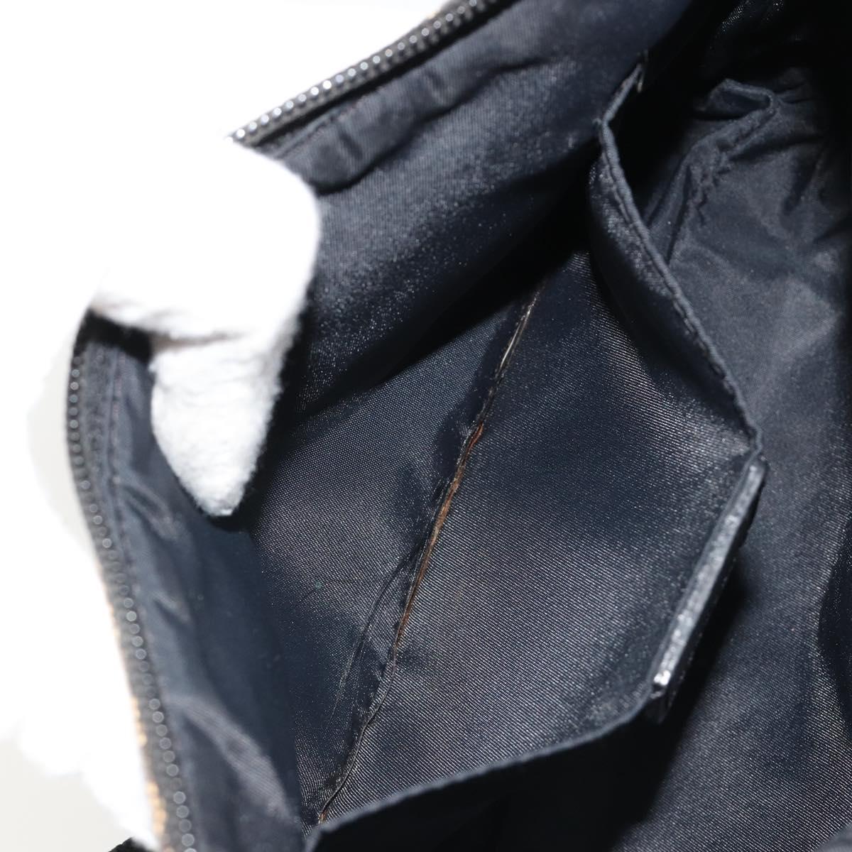 Christian Dior Trotter Canvas Accessory Pouch Navy Silver Auth 186012