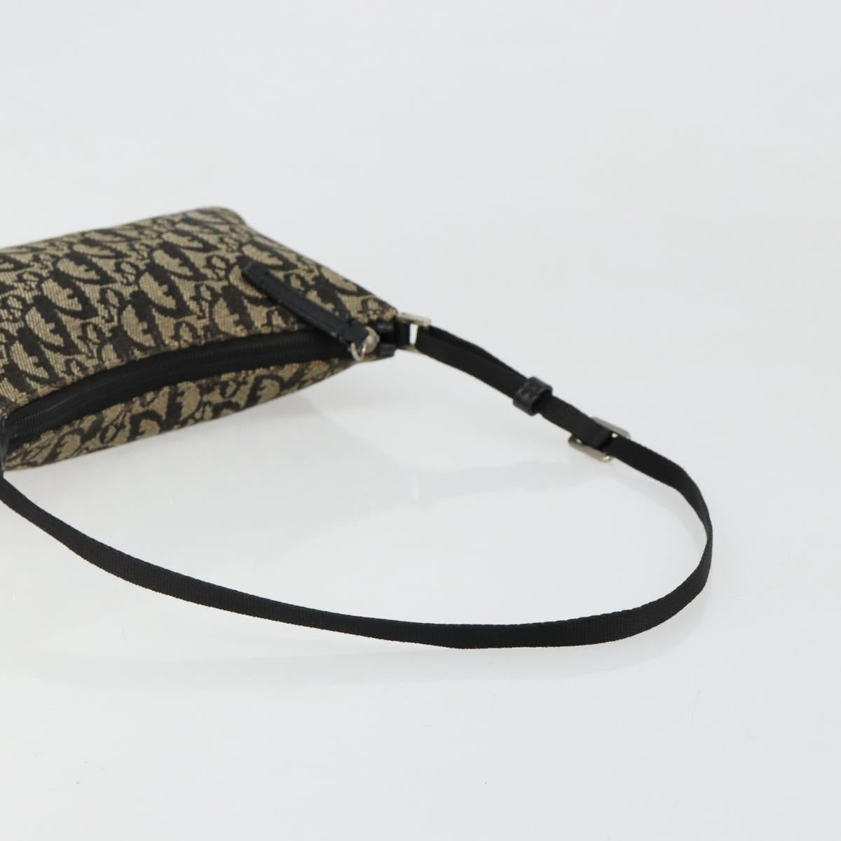 Christian Dior Trotter Canvas Accessory Pouch Navy Silver Auth 186012