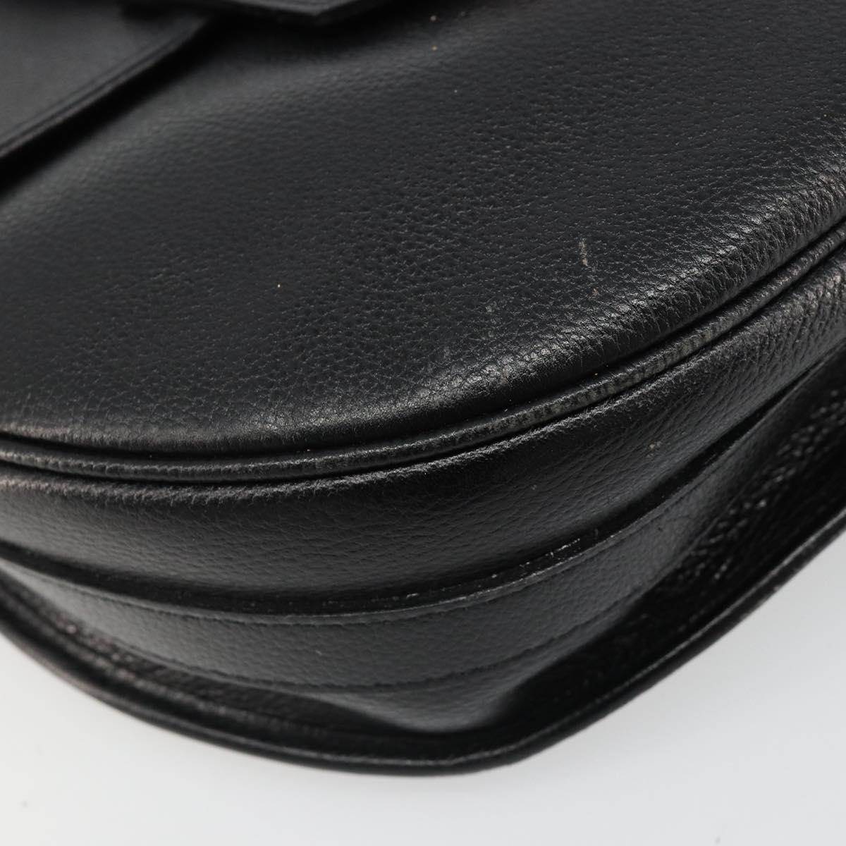 SAINT LAURENT Shoulder Bag Leather Gold Black Auth 186014