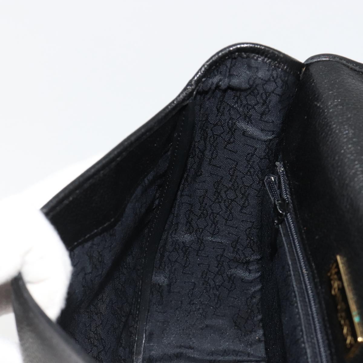 SAINT LAURENT Shoulder Bag Leather Gold Black Auth 186014
