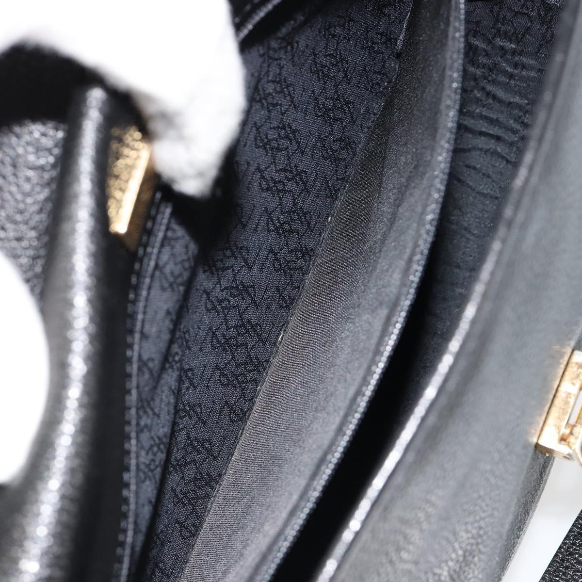SAINT LAURENT Shoulder Bag Leather Gold Black Auth 186014