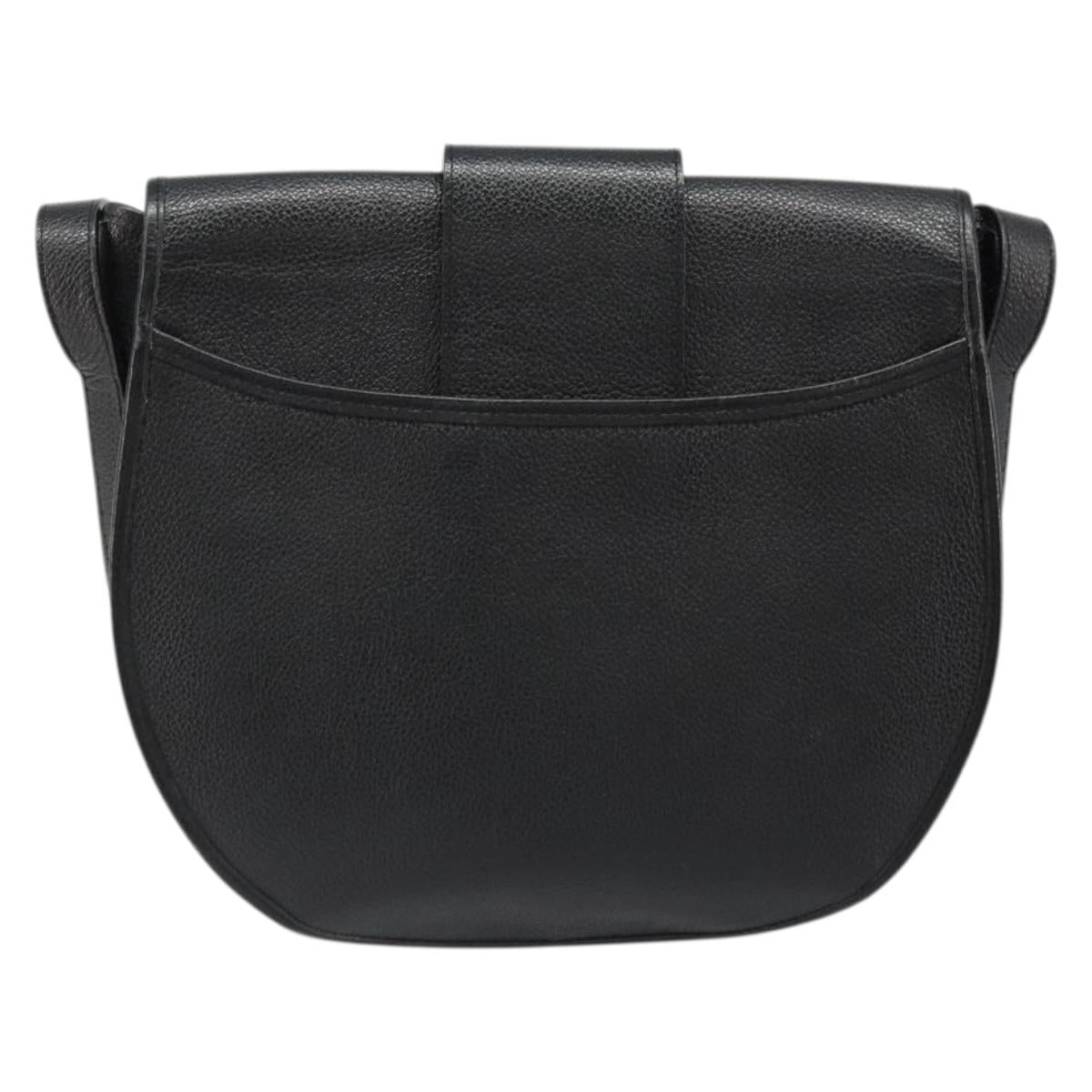 SAINT LAURENT Shoulder Bag Leather Gold Black Auth 186014