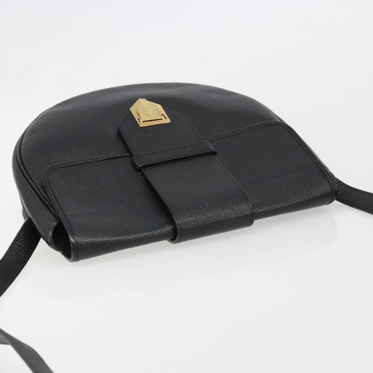 SAINT LAURENT Shoulder Bag Leather Gold Black Auth 186014