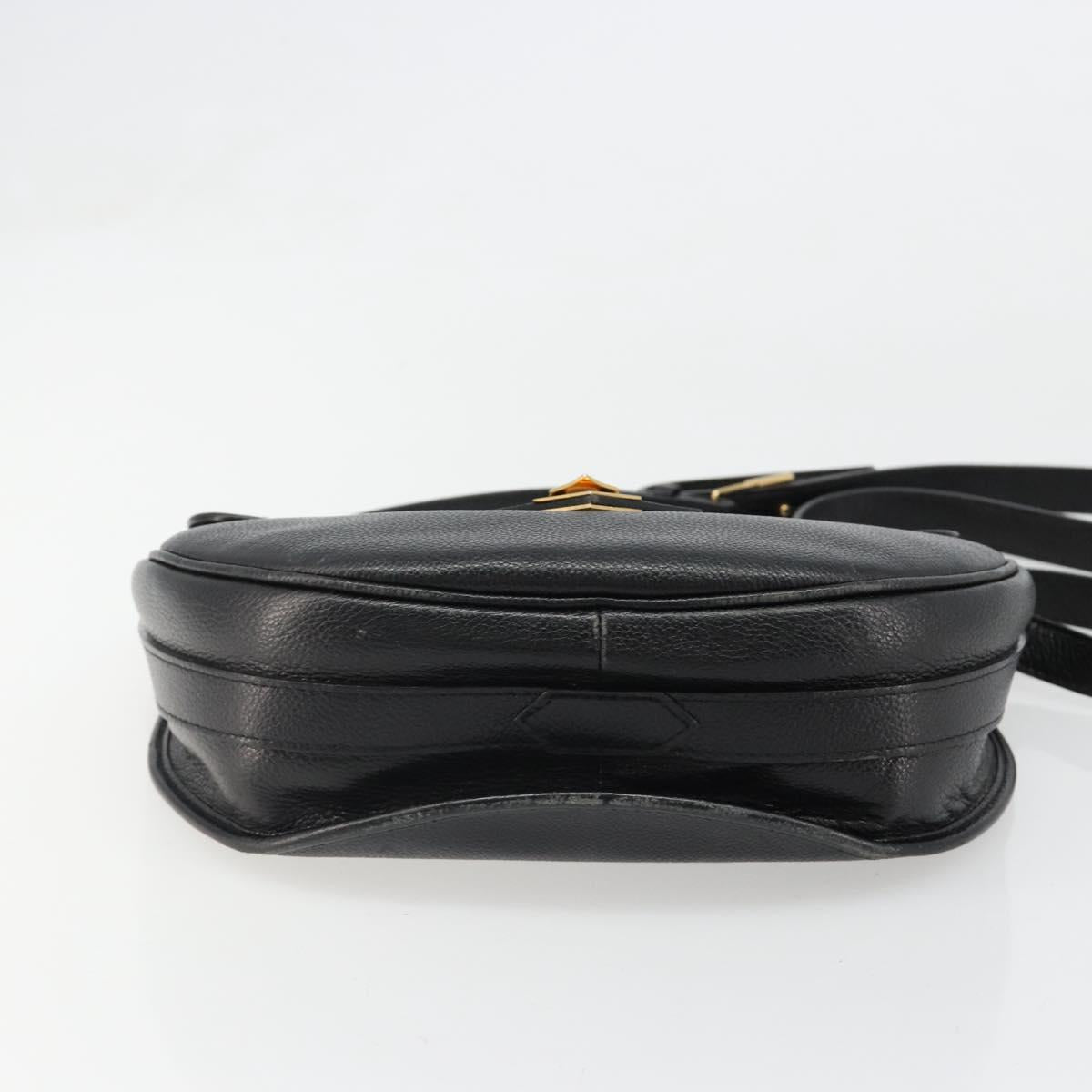 SAINT LAURENT Shoulder Bag Leather Gold Black Auth 186014