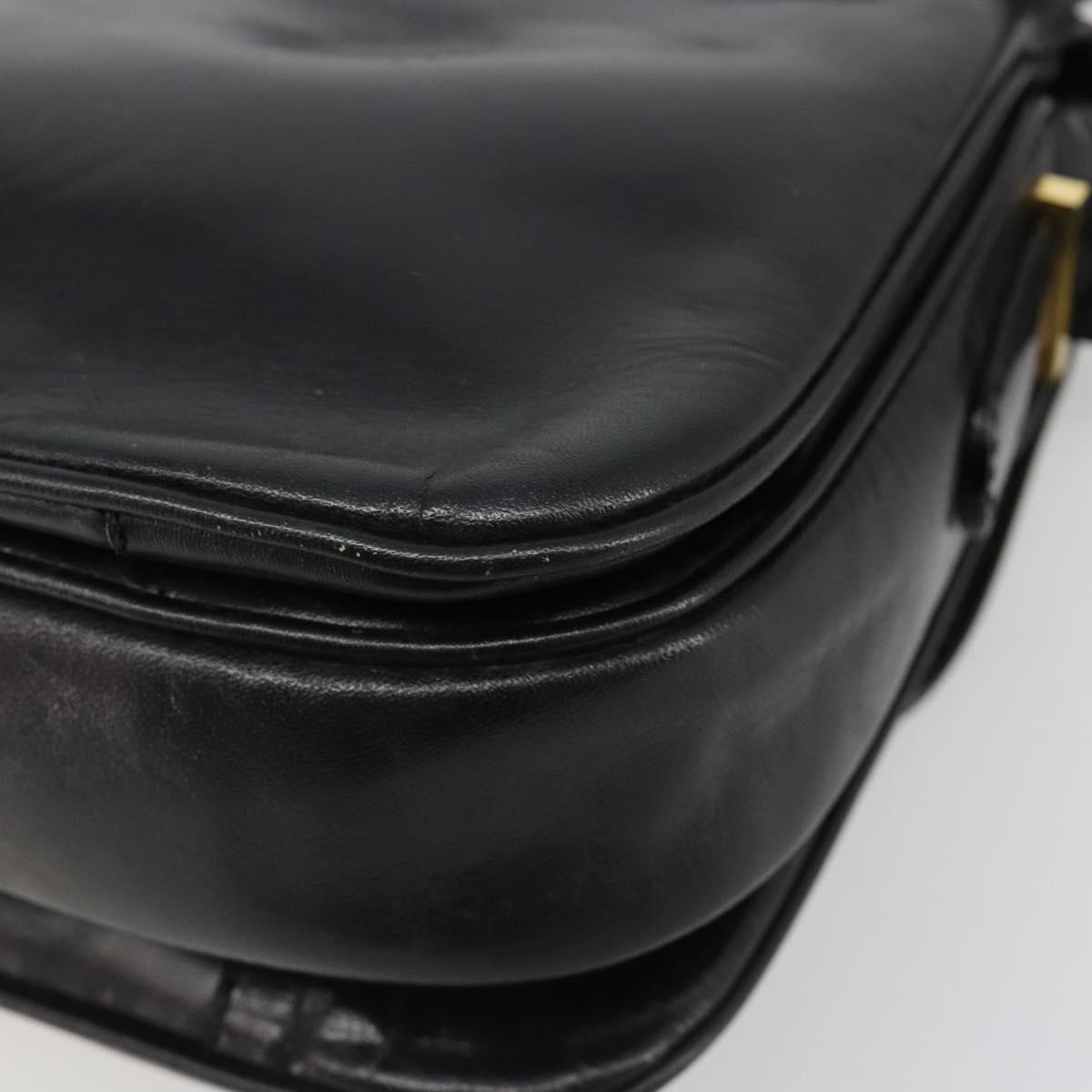 CELINE Shoulder Bag Leather Black Gold Auth 186015
