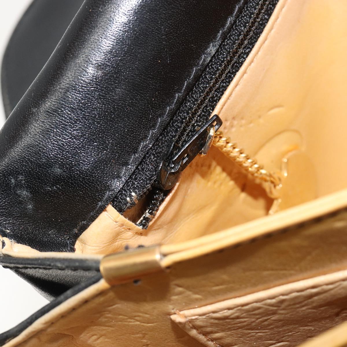 CELINE Shoulder Bag Leather Black Gold Auth 186015