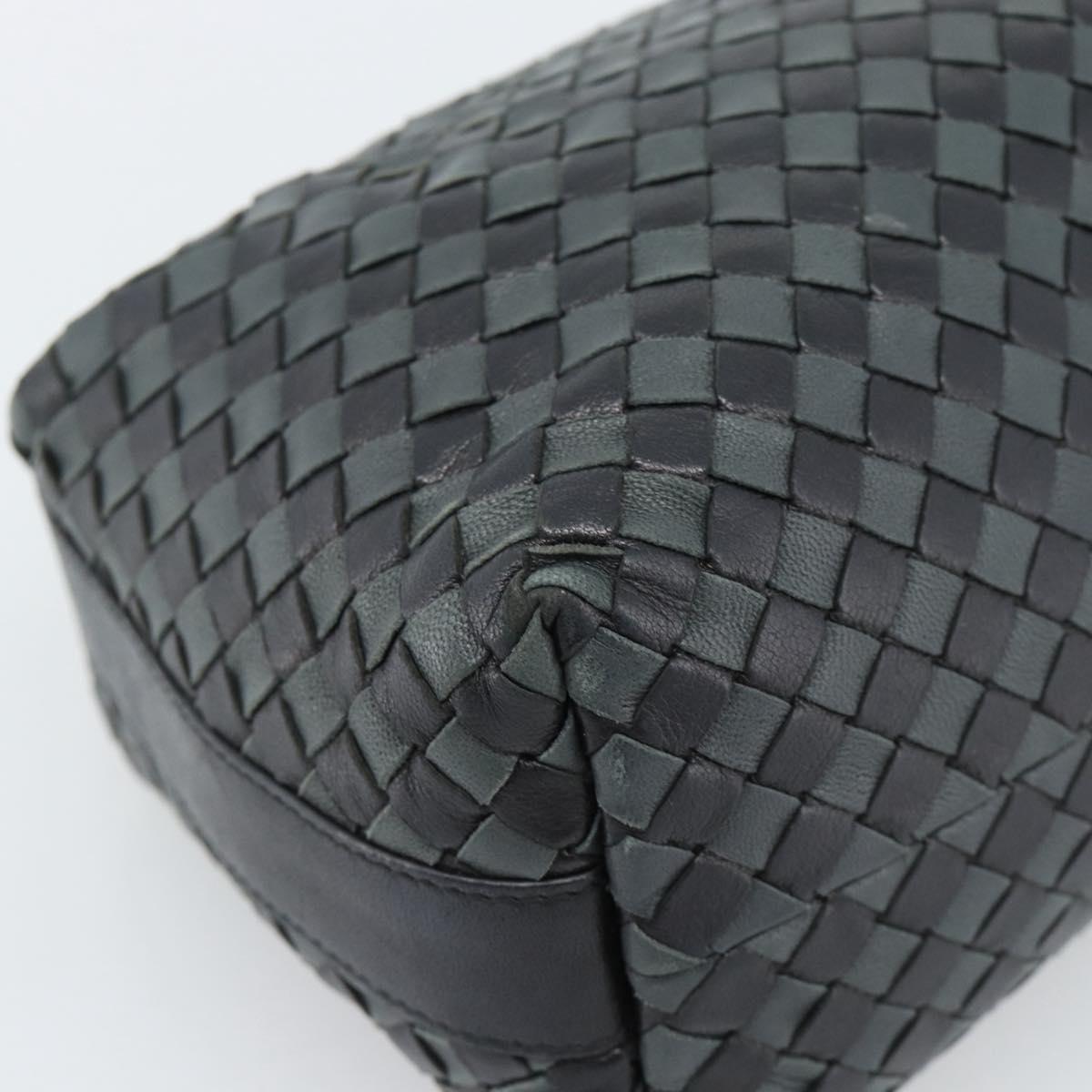 BOTTEGA VENETA INTRECCIATO Hand Pouch Leather Black Gold 114087 Auth 186016A
