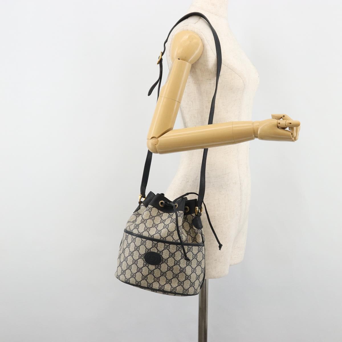 GUCCI GG Supreme Shoulder Bag PVC Navy Gold 001 093 0791 Auth 186017
