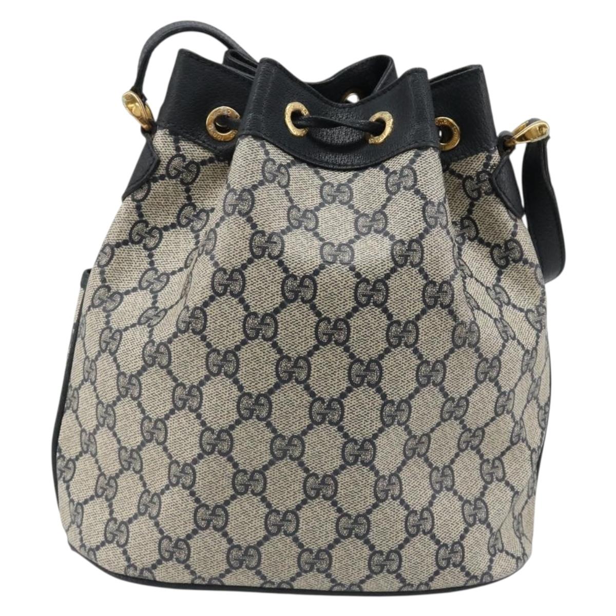 GUCCI GG Supreme Shoulder Bag PVC Navy Gold 001 093 0791 Auth 186017