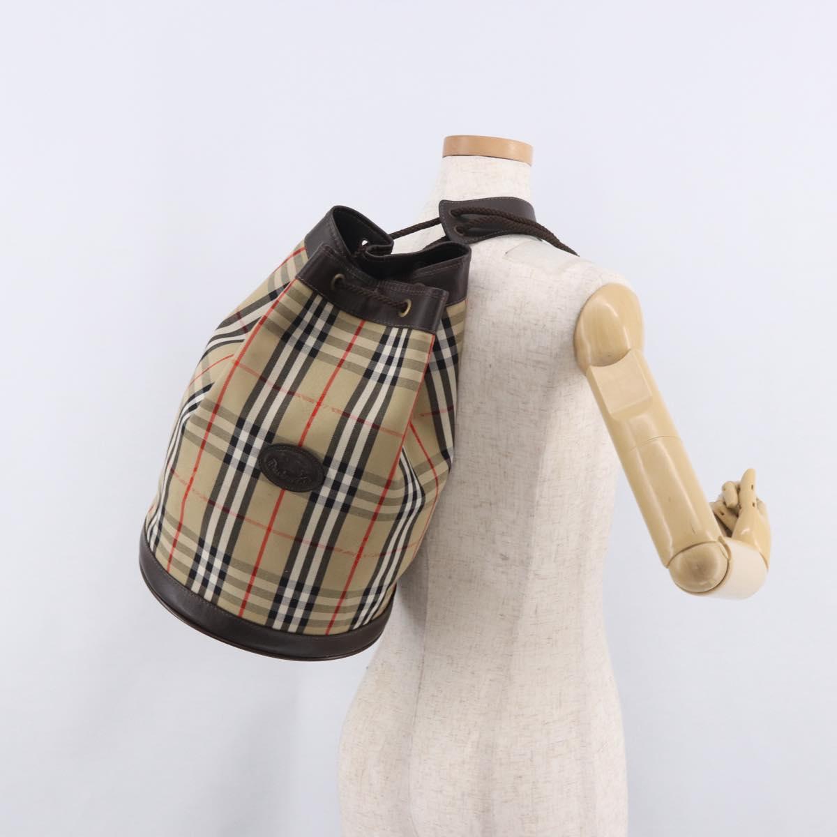 Burberrys Nova Check Shoulder Bag Canvas Beige Auth 186020A