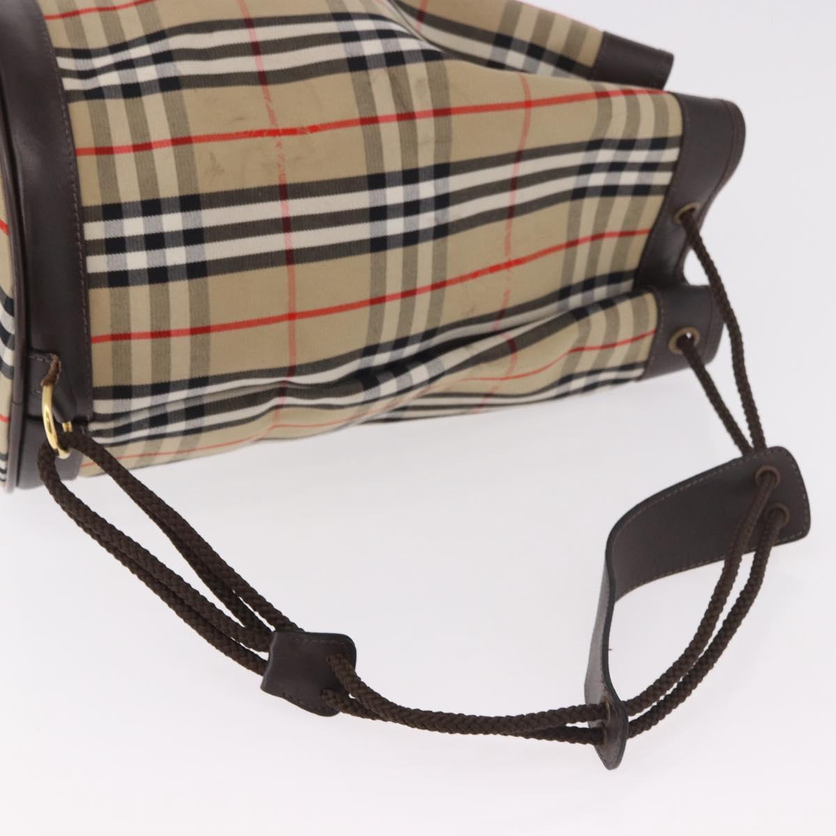 Burberrys Nova Check Shoulder Bag Canvas Beige Auth 186020A