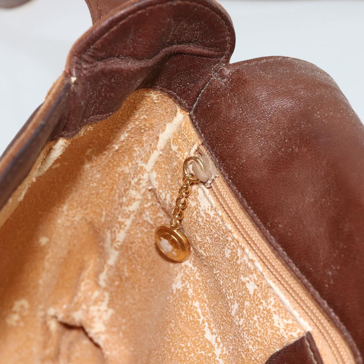 GUCCI Horsebit Shoulder Bag Suede Brown Gold Auth 186021