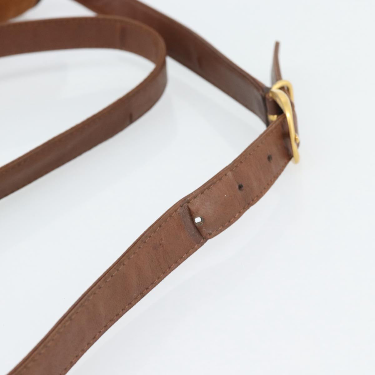 GUCCI Horsebit Shoulder Bag Suede Brown Gold Auth 186021
