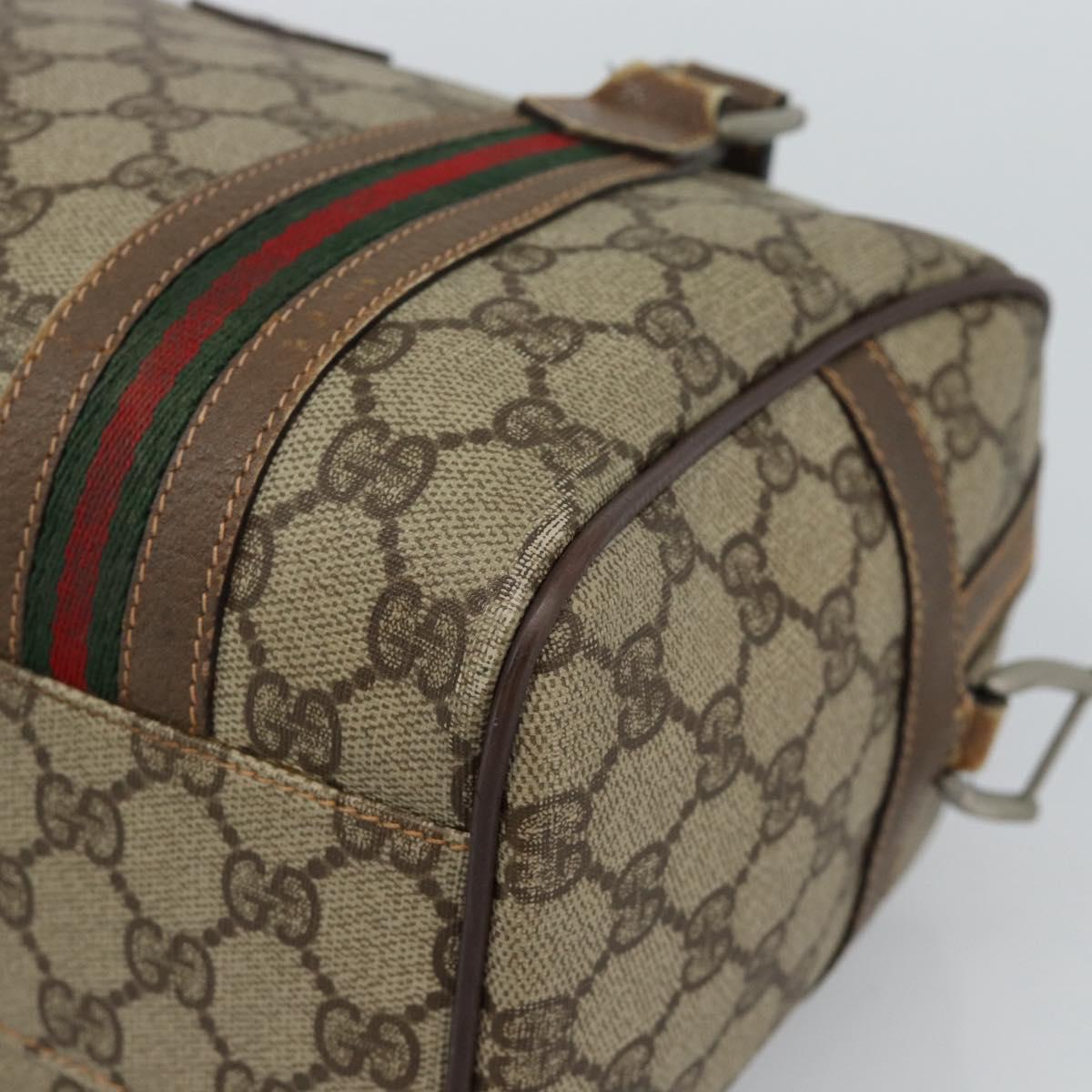 GUCCI GG Supreme Web Sherry Line Bag PVC Beige Silver 002 115 6697 Auth 186022