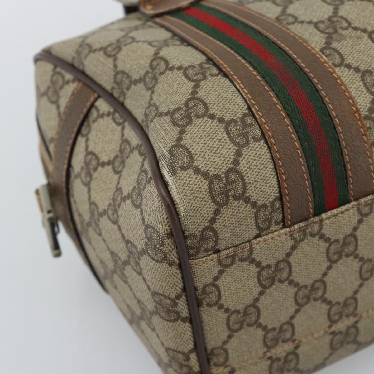 GUCCI GG Supreme Web Sherry Line Bag PVC Beige Silver 002 115 6697 Auth 186022