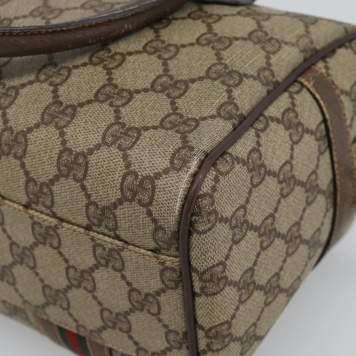 GUCCI GG Supreme Web Sherry Line Bag PVC Beige Silver 002 115 6697 Auth 186022