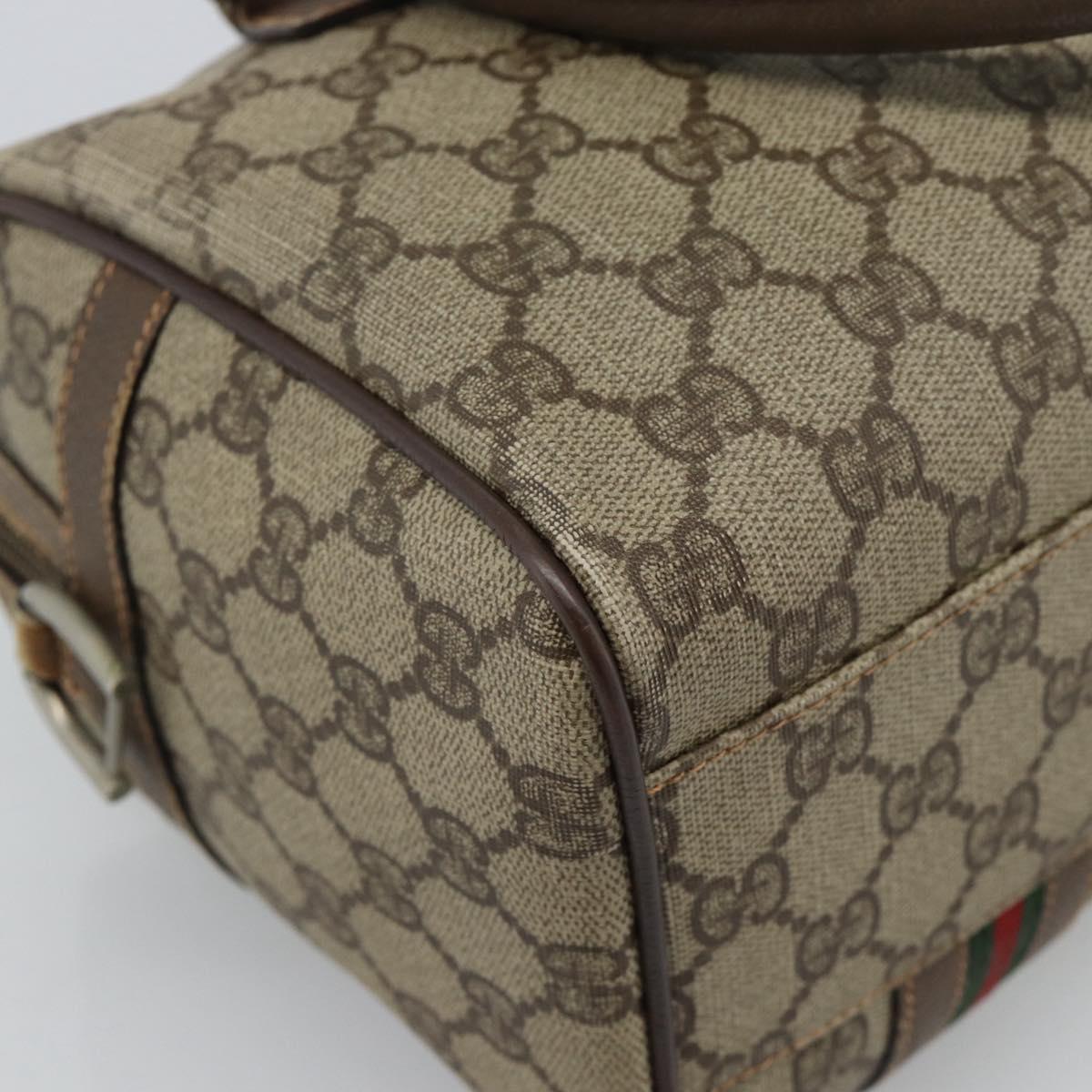 GUCCI GG Supreme Web Sherry Line Bag PVC Beige Silver 002 115 6697 Auth 186022
