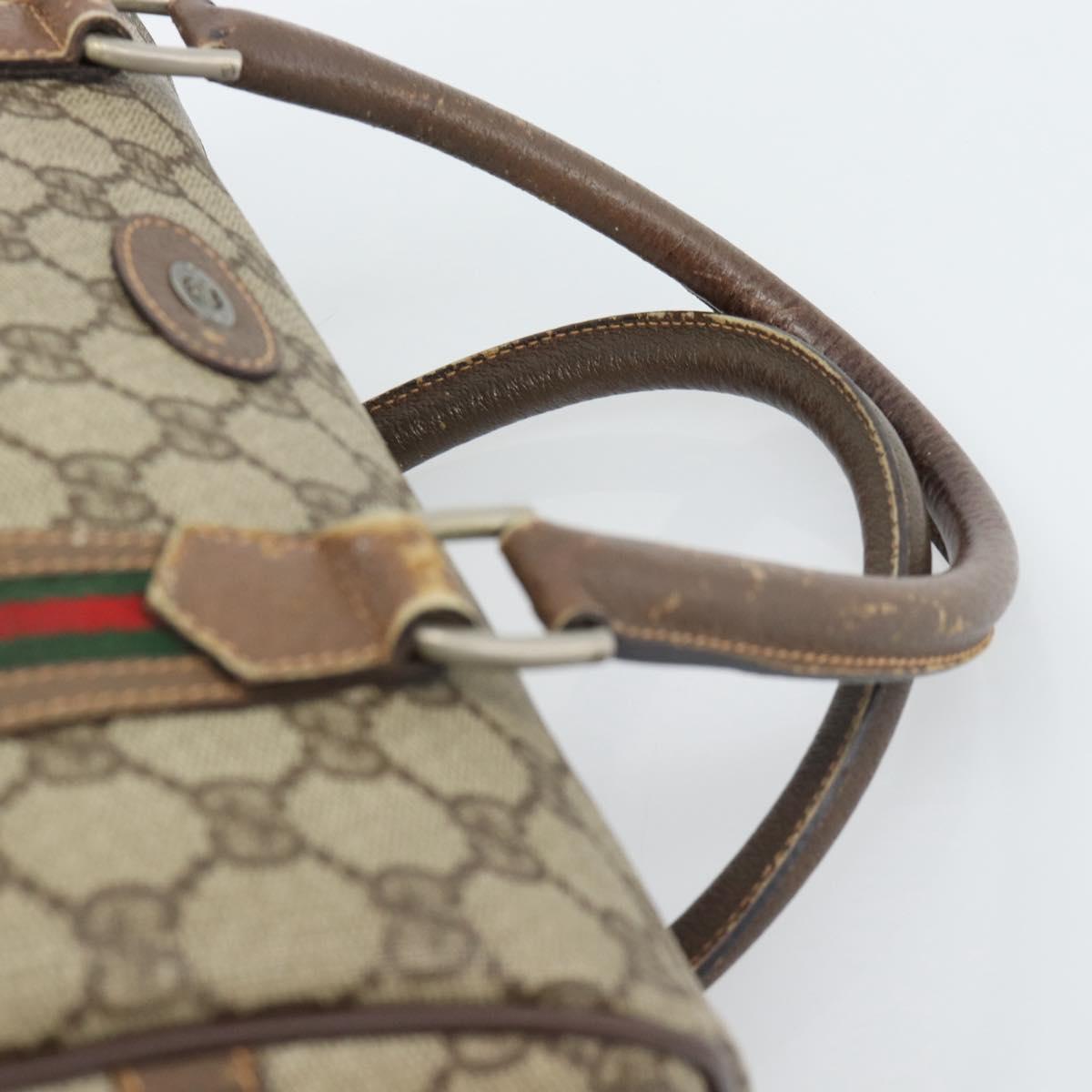 GUCCI GG Supreme Web Sherry Line Bag PVC Beige Silver 002 115 6697 Auth 186022