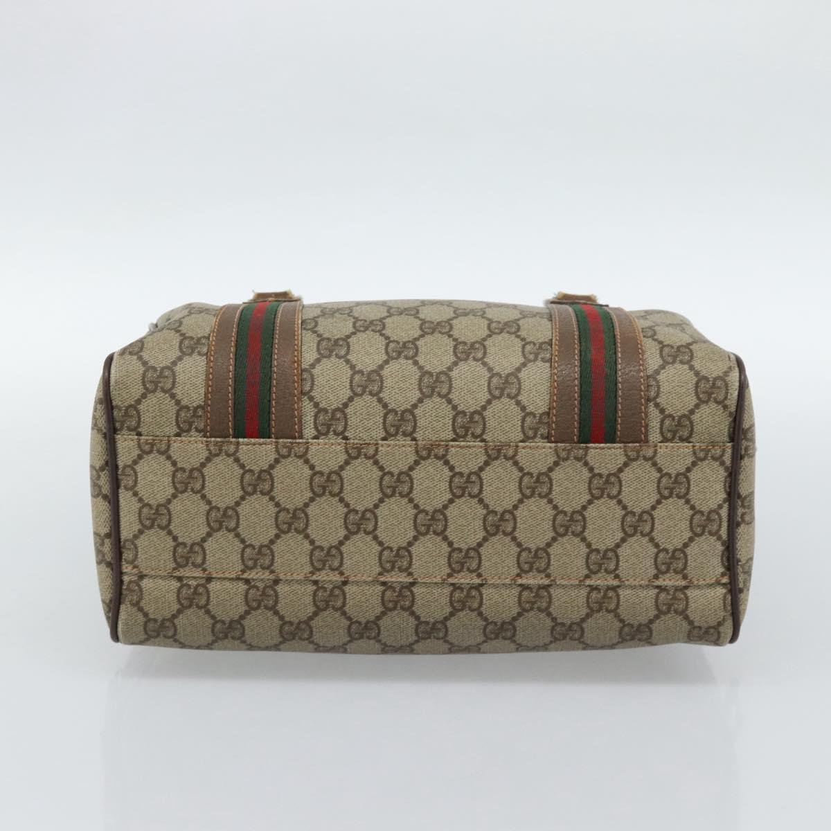 GUCCI GG Supreme Web Sherry Line Bag PVC Beige Silver 002 115 6697 Auth 186022