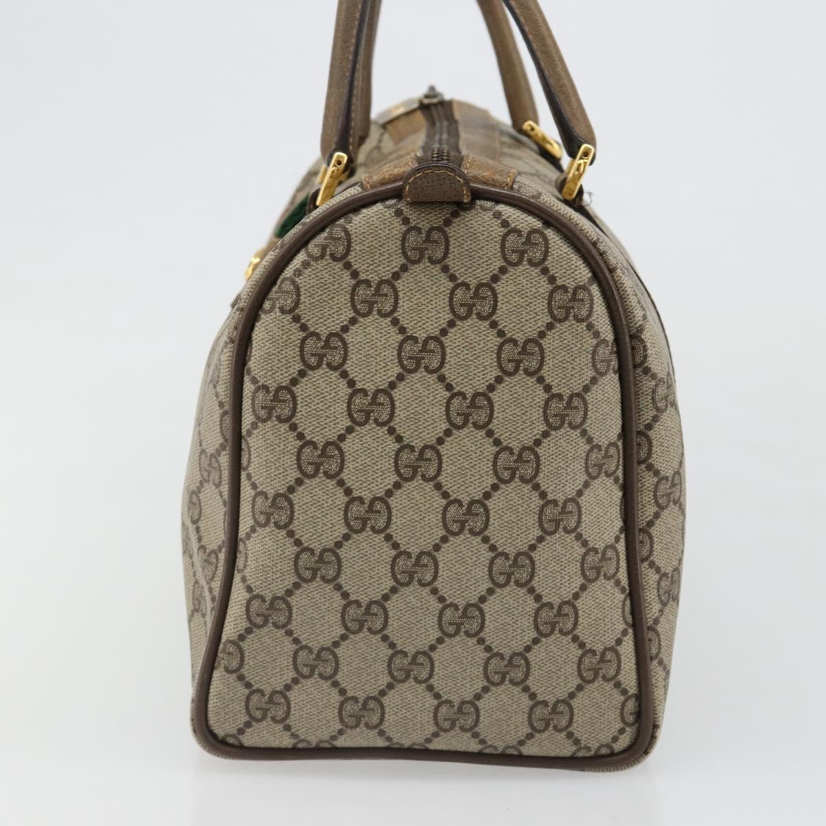 GUCCI GG Supreme Web Sherry Line Boston Bag PVC Beige Gold 40 02 007 Auth 186023