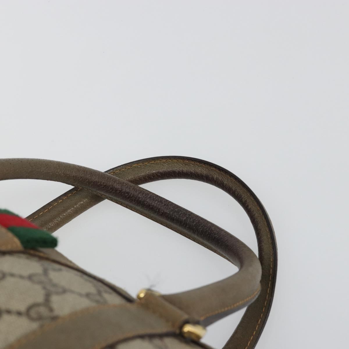GUCCI GG Supreme Web Sherry Line Boston Bag PVC Beige Gold 40 02 007 Auth 186023