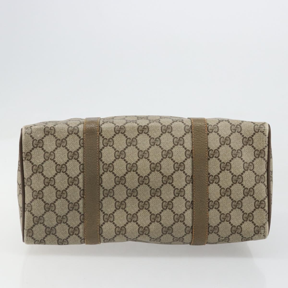 GUCCI GG Supreme Web Sherry Line Boston Bag PVC Beige Gold 40 02 007 Auth 186023