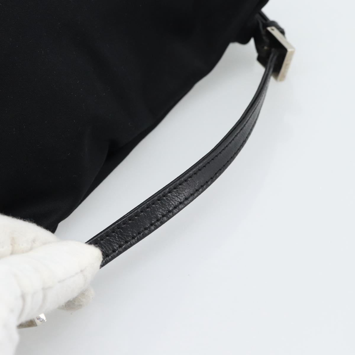 FENDI Hand Pouch Cotton jersey Black Silver Auth 186024A