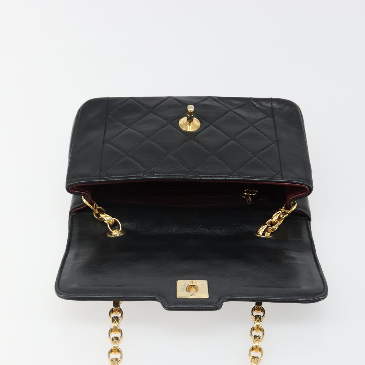 CHANEL Chain Matelasse Shoulder Bag Lamb Skin Black Gold CC Auth 186025SAV
