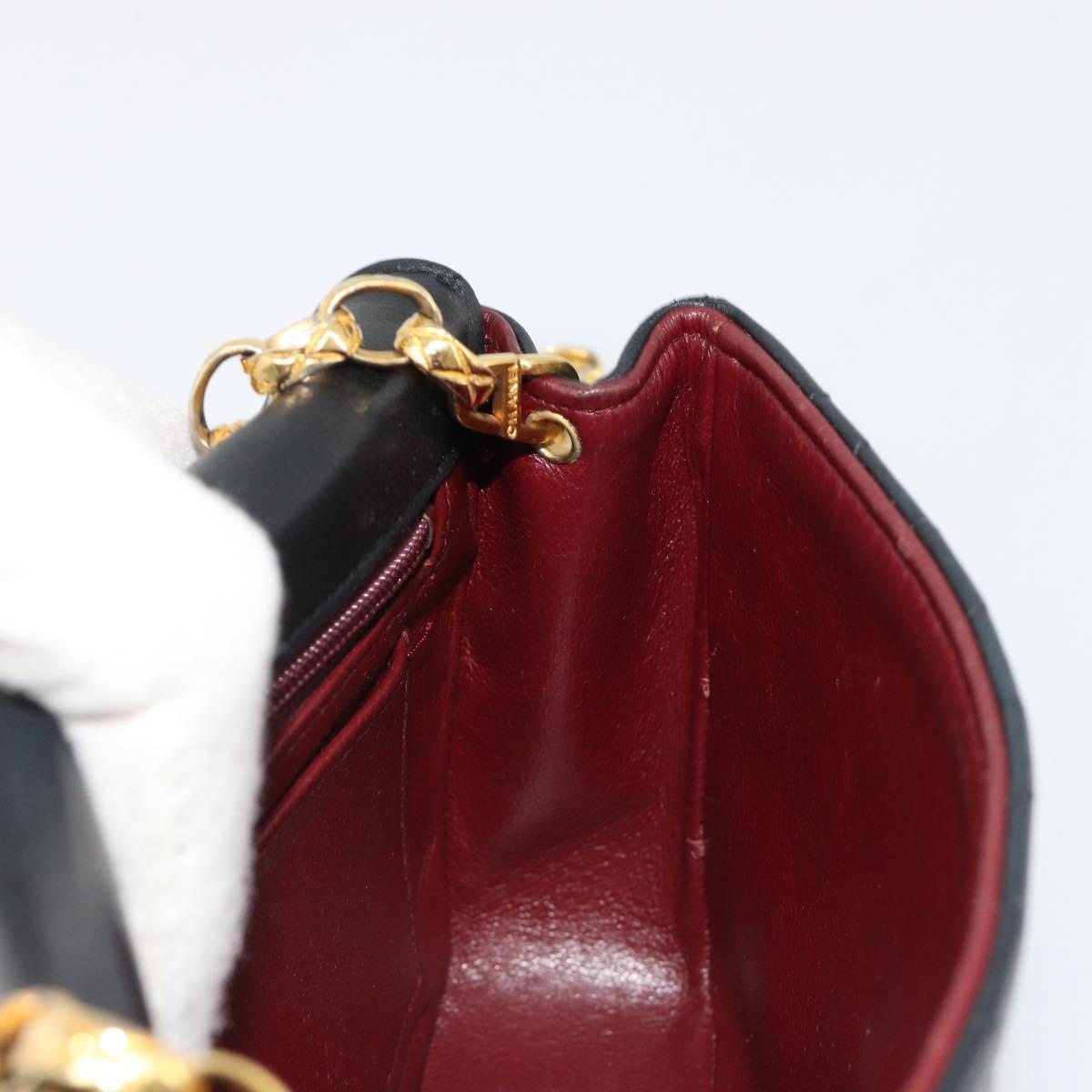 CHANEL Chain Matelasse Shoulder Bag Lamb Skin Black Gold CC Auth 186025SAV