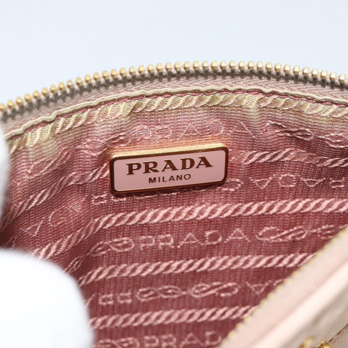 PRADA Clutch Bag Leather Pink Gold Auth 186026A